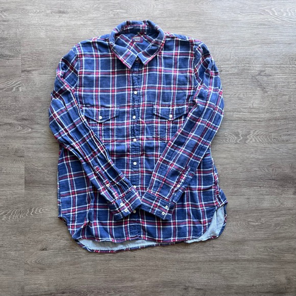 UNTUCKit Tops - UNTUCKit Casual Western Plaid Cotton Flannel Red & Blue Button Up Blouse Sz 18